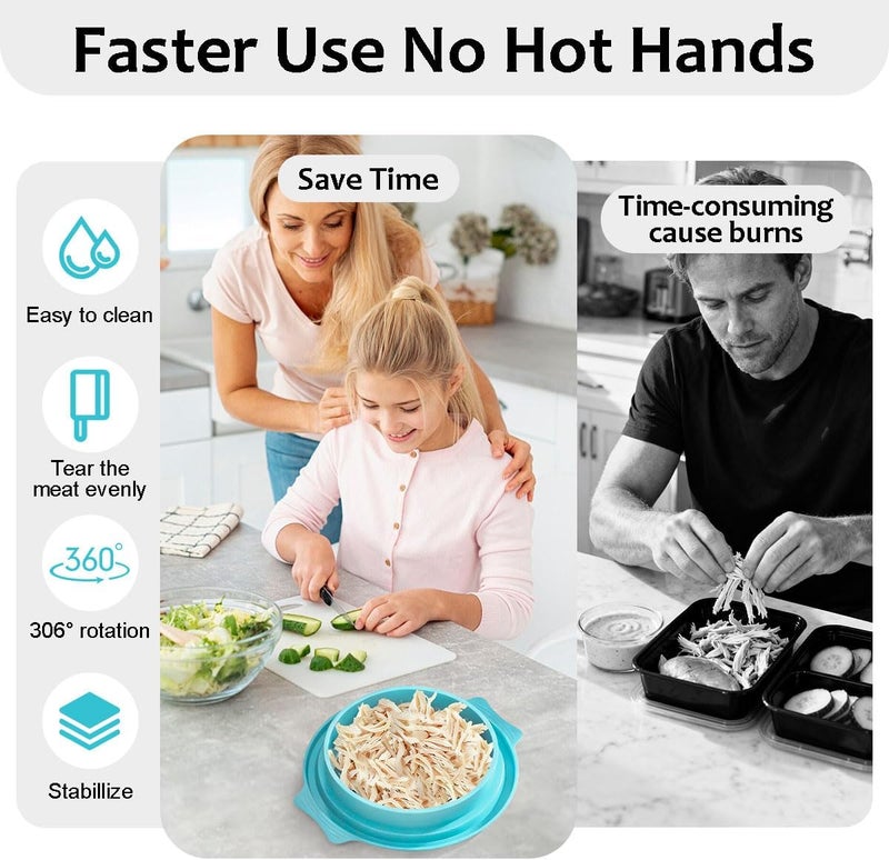 KicthMap Chicken Shredder Tool Twist 9.84in Large Chicken Shredder with Clip Visible Meat Shredde Machine BPA Free Ergonomic Handle Manual Meat Suitable for Chickens Pork Beef ect (Blue) - Image 4